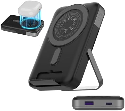 Magnetic Power Bank 10000 m Ah for Mag Safe – Dual-Foldable Wireless Charger with LED Display, 22.5 W PD Fast Charging, Ultra-Strong Magnetic Alignment, and Simultaneous Device Charging for Phones and Androids – Perfect Travel Companion and Safety-Certified Power Solution