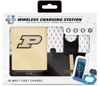 SOAR NCAA 4-in-1 Wireless Charging Docking Station: Rapid Charge Solution for i Phone, Apple Watch, Air Pods & Apple Pencil – Official NCAA Design for Ultimate Fan Experience and Device Compatibility