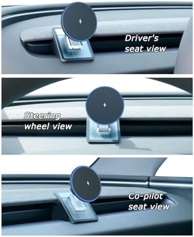 Tesla Model 3 & Y 2025 Premium Phone Mount with 15 W Mag Safe Wireless Charger – Effortless Installation for i Phone 12-16 Series – Enhance Driving Safety & Convenience with This Essential Tesla Accessory