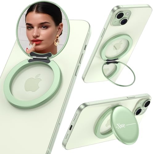 Cell Phone Stand Compatible with Magsafe Mirror Mount [Anti-Scratch & Portable] Girls Women Magnetic Travel Makeup Mirror Desk Fits for iPhone 16/15/14/13/12 Plus Pro Max (Green) – Enhanced Compatibility and Speed