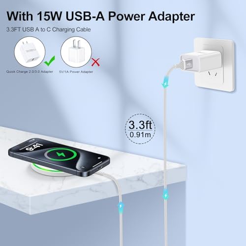 Pixel 9 Pro XL Fast Wireless Charging Pad – 15 W Charger Station for Google Pixel 9, 9 Pro, Fold 9 Pro, 8 Pro, 7 Pro, and Compatible Devices – Includes QC3.0 Adapter for Galaxy S25 Ultra, S24 Ultra, S23, S22 – Compact Design with Safety Features and LED Indicator for Effortless Charging