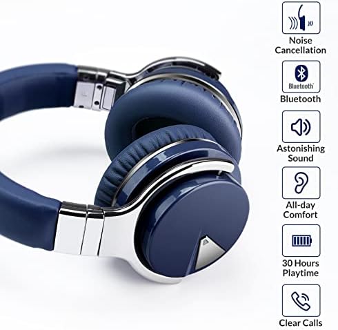 Silensys E7 Elite Wireless Over-Ear Headphones: Unmatched Active Noise Cancellation, Deep Bass Sound Experience, Luxurious Protein Ear Cushions, 30-Hour Battery Life – Your Perfect Bluetooth Companion for Travel, Work, and Daily Adventures in Elegant Black Design