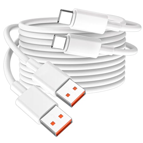 6 FT USB A to USB C Charging Cable 120 W 2-Pack – High-Speed Fast Charging for i Pad Pro/Mini 6 & 10 th Gen, Compatible with i Phone 16 Series, Samsung S25/S24 Ultra, One Plus 13 – Durable & Versatile White Charger Cord for Efficient Data Transfer and Seamless Connectivity