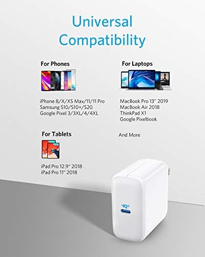 Anker 65 W PIQ 3.0 USB-C Fast Charger – Ultra-Compact Power Port III for Rapid Charging of Mac Book, i Pad Pro, i Phone, Samsung Galaxy & More – Universal Compatibility with Advanced Safety Features for On-the-Go Power Needs