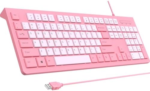 Upgrade Your Typing Experience with the Spill-Resistant USB Wired Keyboard – Low Profile Chiclet Keys, Large Number Pad, and Ergonomic Design for Enhanced Comfort and Speed – Perfect for Professionals and Home Users (Black)