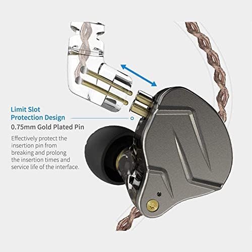 KZ ZSN Pro Hybrid In-Ear Earbud Headphones – High-Fidelity Audio with Dynamic Driver & Balanced Armature, Stylish Metal Faceplate, Detachable Cable for Custom Connectivity – Perfect for i Phone & Android Use, Ideal for Fitness & Everyday Listening (Blue, No Mic)