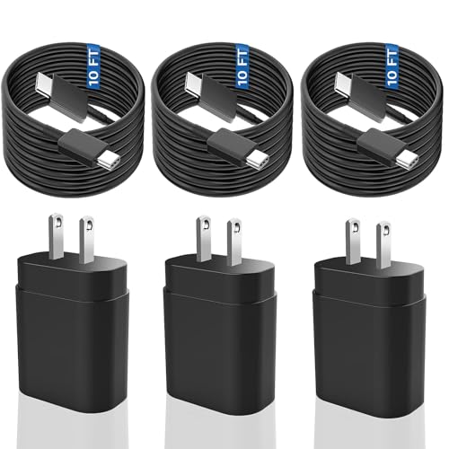 Samsung 25 W Super Fast Charger Bundle – Dual USB-C Wall Charger with 10 FT Quick Charge Cable for Galaxy Devices – Enhanced Speed, Portability, and Compatibility for S25 Ultra, S24, S23, S22, S21, S20, A14, A54, Z Fold 6/5, Z Flip 6/5