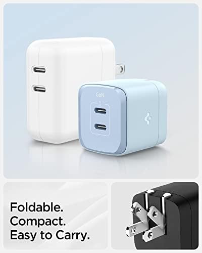 Experience Unmatched Charging Efficiency with Spigen Ga N III 452 45 W Dual USB-C Wall Charger – Portable Fast Charging Adapter for i Phone, Samsung Galaxy, and Pixel Devices – Compact Foldable Design for Ultimate Convenience