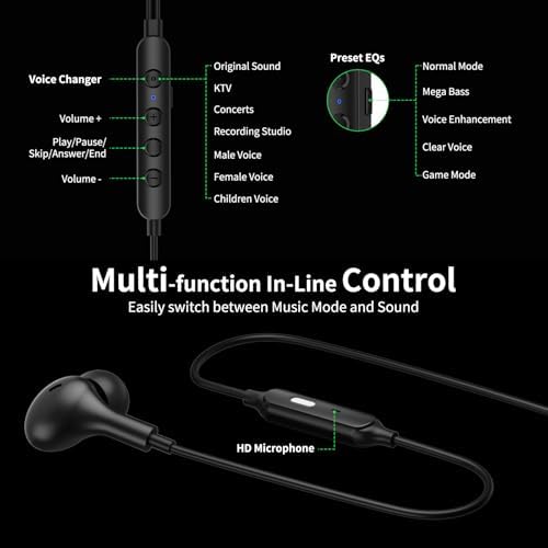 Transform Your Audio Journey: Cutting-Edge USB C Noise-Canceling Earbuds with 5 Tailored EQ Profiles & 7 Creative Voice Modulation Modes for Gaming, Karaoke, and Music Enjoyment – Immerse Yourself in Rich Hi-Fi Stereo with Powerful Bass & Crystal-Clear HD Microphone – Seamless Compatibility with All USB C Devices for Everyday Use, Workouts, and Leisure – Superior Clarity and Comfort for the Ultimate Sound Enthusiast