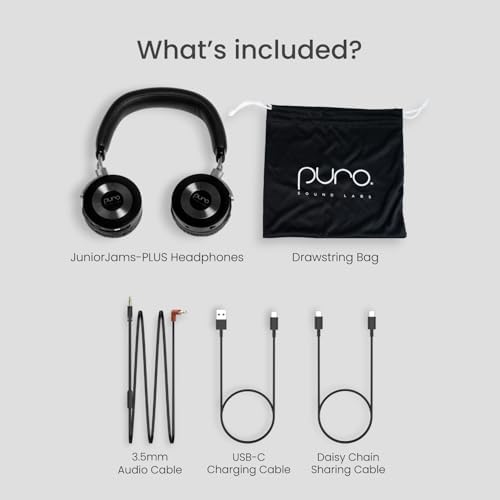 Safe & Stylish Bluetooth Headphones for Kids – Puro Sound Labs Junior Jam Plus with Volume Limiting Technology, 22-Hour Battery Life, and Comfortable On-Ear Fit, Perfect for Tablets and Smartphones in Trendy Blue Finish
