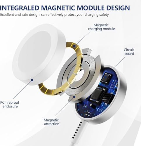 Premium 5 W Fast Charging USB C Cable for Apple Watch – 6 ft Magnetic Charger, MFi Certified, Compatible with Series SE2/8/7 & All Sizes 38 mm to 45 mm – Reliable & Efficient Power Solution for On-the-Go Users