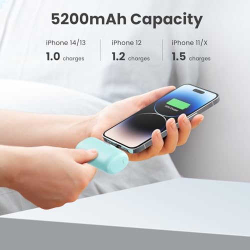 Ultra-Compact 2-Pack i Phone Power Bank – 5200 m Ah PD Fast Charging Mini Portable Charger for Travel – Cordless, Lightweight Battery Pack Compatible with i Phone 14/14 Pro/13/12/11/X/8/7/6 Plus – Essential Charging Solution for On-the-Go Lifestyles