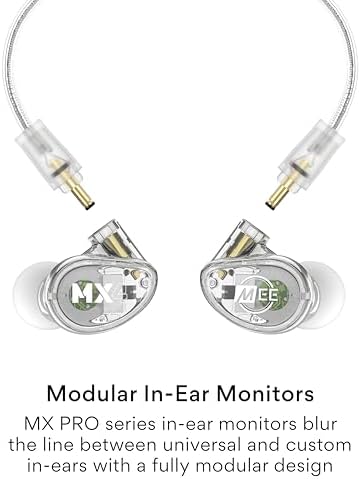 MEE audio MX1 PRO Dynamic Driver In-Ear Monitor Headphones – Professional Quality Sound Isolation Earbuds with Memory Wire Comfort, Detachable Cables, and Transparent Design for Musicians and Audiophiles – Exceptional Audio Clarity for Live Performances and Studio Sessions