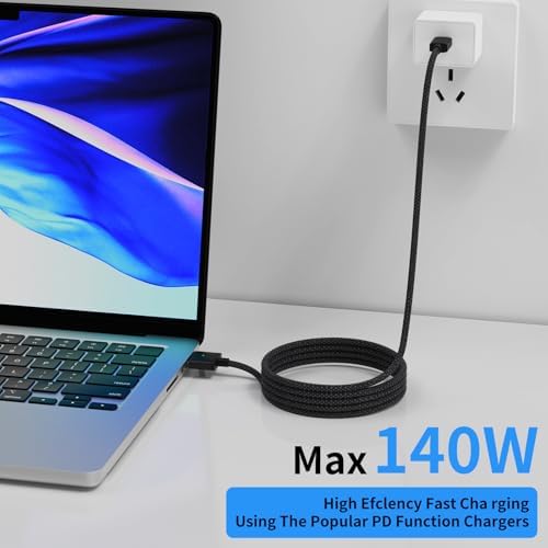 Premium 140 W Magnetic USB-C Charging Cable for Mac Book – 6.6 FT Right-Angle Cord Compatible with 2024/2023/2022 Mac Book Air M3/M2 & Pro M1/M2 Models – Durable Nylon Braided Design for Fast Power Delivery and Enhanced Convenience