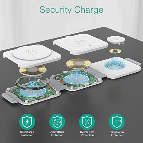 Streamlined Power: ORIA 3-in-1 Foldable Wireless Charger for i OS – Rapid Charging Pad with Status Indicator & Compact Design for i Phone, Apple Watch, and Air Pods in Elegant White Finish