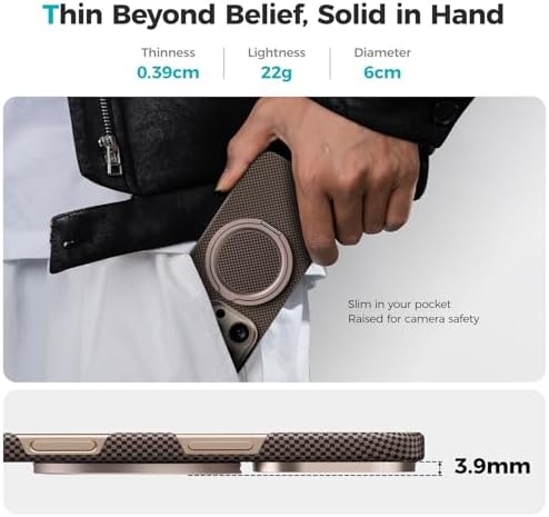 Revolutionize Your i Phone Experience with BENKS Armor Pop Magnetic Grip & Stand – 360° Rotatable Kevlar Phone Holder for Mag Safe, Perfectly Compatible with i Phone 16/15/14/13/12 Series, Ultimate Stability and Style for Everyday Use
