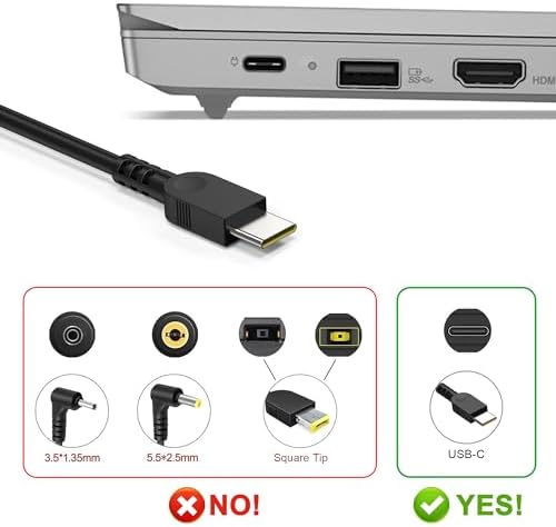 Ultra-Slim 65 W USB-C AC Adapter for Lenovo Think Pad and Yoga Series – Compact Power Solution with Smart Voltage PD3.0 Technology for Enhanced Charging Speed – Perfect Replacement for Your Laptop Charger – Ideal for Home and Office Use – Includes Power Cable and Cable Management Features – Compatible with Multiple Lenovo Models