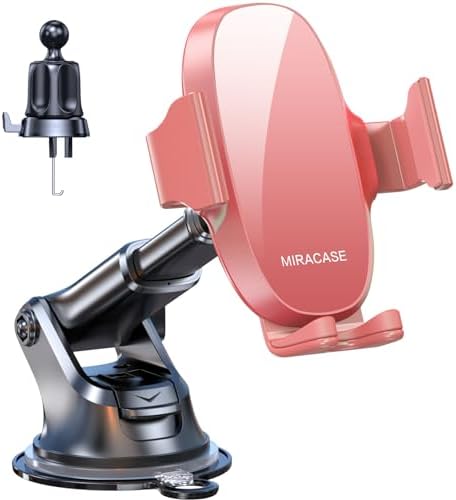 Revolutionize Your Driving Experience with the Miracase 3-in-1 Universal Car Phone Holder – Seamlessly Compatible with i Phone 16/15/14/13/12/11 Pro Max & Galaxy Devices – 360-Degree Rotation, Quick-Release & Sturdy Anti-Slip Design for Enhanced Safety and Convenience on Dashboard, Air Vent, or Windshield