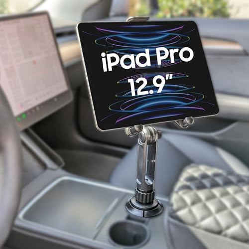 Universal Tablet Car Holder Mount – Cellet Premium Cup Holder Cradle with 360-Degree Rotation for i Pad, Samsung Galaxy, Amazon Fire, and Microsoft Surface – Effortless Installation, Optimal Stability, and Enhanced Viewing Experience While Driving