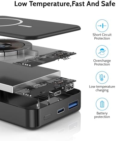 26800 m Ah Magnetic Power Bank – Premium Aluminum Alloy Portable Charger with 20 W USB-C Fast Charging for i Phone 12-16 Series, Sleek Silvery Gray, Effortless Wireless Charging for On-the-Go Power Solutions