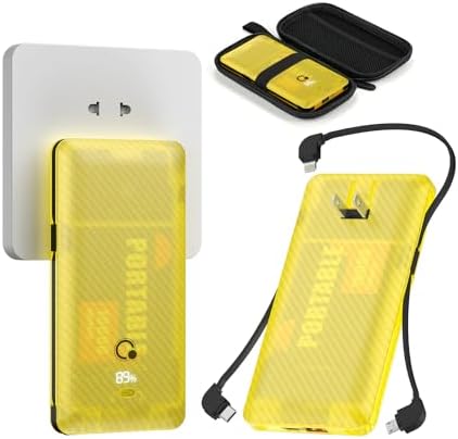 Brand Q 10000 m Ah Portable Power Bank with Built-in AC Plug – Ultra-Slim Design & Fast 20 W Charging, Includes 3 Integrated Cables for Smartphone & Tablet Compatibility – Essential Travel Charger for On-the-Go Convenience