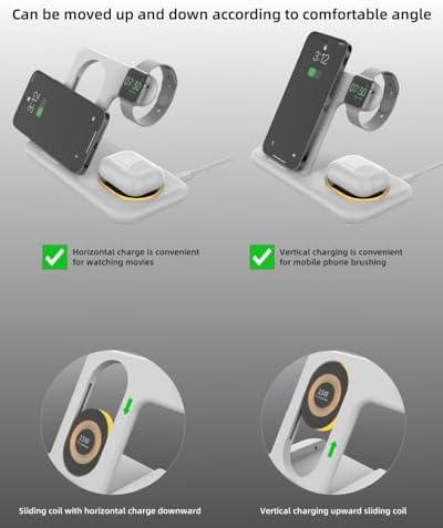 Innovative 3-in-1 Wireless Charging Station with Adjustable Night Light – Fast Charge Your i Phone 16-12, Samsung Galaxy S24-22, Apple Watch, and Air Pods Simultaneously – Sleek Foldable Design for Enhanced Space Efficiency and User-Friendly Operation – Durable ABS Construction with Tempered Glass Panel for Scratch Resistance and Efficient Heat Dissipation – Perfect for Nighttime Use with Soft LED Lighting – Ideal for Home or Office Setup – Compatible with Most Wireless Charging Devices – Elevate Your Charging Experience with One Convenient Solution