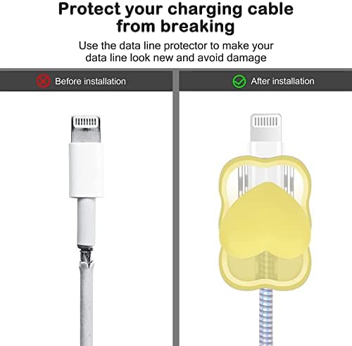 Charming Kawaii Waves DIY Cable Protector for i Phone Chargers – 3 D Love Heart Design, Durable Data Cable Saver for i Phone 11, 12, 13, 14, Pro Max, XS, XR, X, 7, 8 Plus – Lightweight & Easy to Install for Enhanced Charging Experience – Perfect i Phone Charger Accessory to Prevent Fraying and Damage