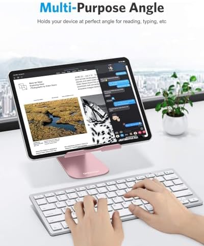 Ergonomic Adjustable Aluminum Tablet Stand – Versatile Cradle for i Pad & Samsung with Multi-Angle Viewing – Perfect for Enhanced Comfort and Productivity at Home, Office, or On-the-Go – Durable, Lightweight Design for All Tablets Up to 13 Inches