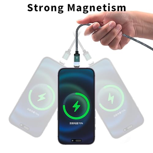 High-Performance 100 W Magnetic USB-C Charging Cable with Right Angle Design | 480 Mbps Data Transfer for Speed & Efficiency | Fast Charging Compatible with All USB-C Devices | Durable & Versatile Charging Solution