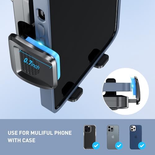 TEKING Advanced Car Phone Holder with Reinforced Metal Hook – Universal Air Vent Mount for i Phone 15/14/13/12 Pro Max & Samsung S24 Ultra – Sleek Translucent Design for Enhanced Aesthetics & Secure Smartphone Fit (120-75 mm) – Effortless Tool-Free Installation & Ultimate Hands-Free Convenience
