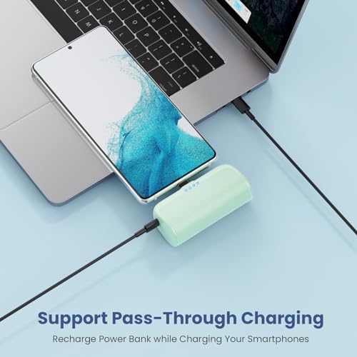 Ultra-Compact 5200 m Ah USB C Power Bank – Fast Charging Mini Portable Charger for i Phone 16/16 Plus/15/15 Plus/15 Pro Max, Galaxy S25/S24, i Pad, and Android Devices – Essential Power Solution for On-the-Go Charging