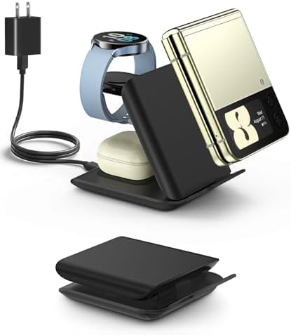 Ultimate Fast Wireless Charging Station for Samsung Galaxy Z Flip Series & Motorola Razr+ – 2-in-1 Foldable Travel Charger with PD 20 W Adapter, Sleek White Design for On-the-Go Convenience – Enhanced Speed & Compatibility for Modern Lifestyles