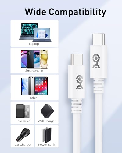 High-Performance 240 W USB C Cable – 9.8 ft Fast Charging & Data Transfer Cord for Mac Book, i Pad Pro, XPS, Surface Pro – Durable, Flexible Design Ideal for Home & Office Use – Essential Accessory for Tech Professionals and Enthusiasts