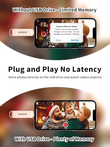 256 GB Rose Gold Flash Drive for i Phone & i Pad – Instant Storage Expansion, Plug & Play USB Memory Stick for Photos, Videos, and Backups – Compatible with Android & PC – Fast Transfer Speeds, No App Required, Ideal for Travel and Seamless Media Playback