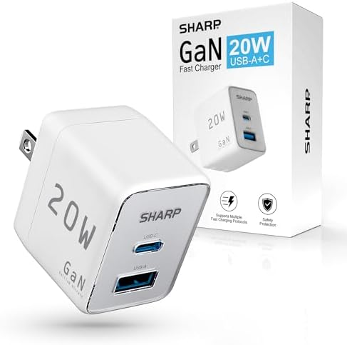 Powerful 20 W Dual-Port USB C Charger with Ga N Technology – Compact, Foldable, and Travel-Ready for i Phone 15 Series, i Pad Pro, and Air Pods – Versatile Fast Charging Solution with Enhanced Compatibility and Efficient Performance