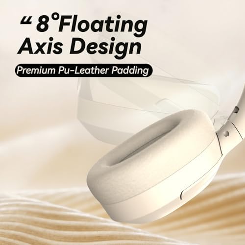 Suno Fi Hybrid Active Noise Cancelling Over-Ear Headphones – Wireless Hi-Res Audio with Exceptional Deep Bass, 40-Hour Playtime, and Foldable Travel Design for Comfort and Connectivity – Chic White Finish Perfect for Modern Sound Enthusiasts