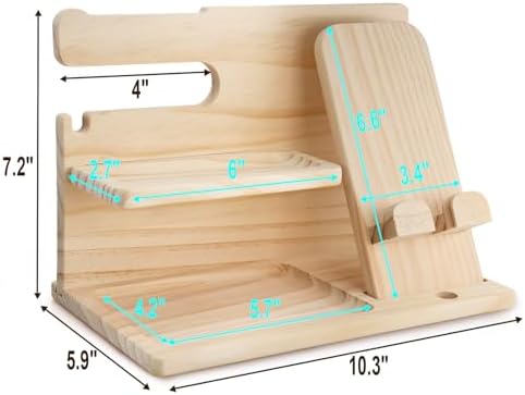 Stylish Wood Nightstand Organizer for Men – Elegant Beige Phone Docking Station & Desk Accessory with Dedicated Compartments for Keys, Wallets, Glasses – Practical Gift Idea for Birthdays & Special Occasions – Enhance Your Bedroom Aesthetics & Simplify Your Nightly Routine