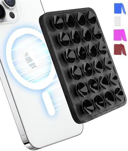 OCTOMAG Black Suction Phone Mount, Hands-Free Mag Suction Holder for iPhone & Android with MagSafe Only, iPhone Sticky Grip for Videos & Selfies! – Enhanced Compatibility and Speed