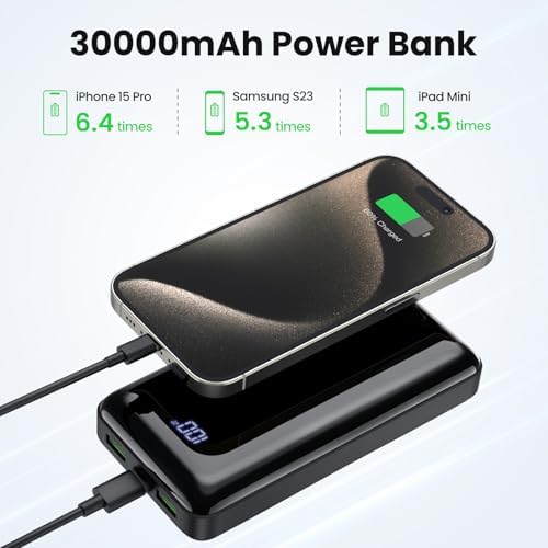 High-Capacity Bextoo 30,000 m Ah Portable Power Bank with LCD Display – Dual Output & Input Ports for Fast Charging Compatible with i Phone, Android, and Tablets – Ultimate Travel Companion for Reliable Energy On-the-Go