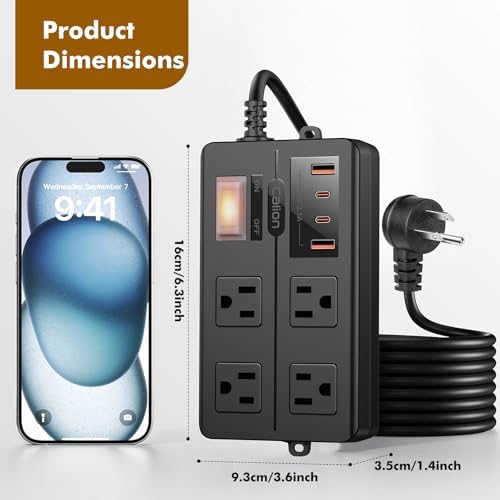 VNJ Outdoor Power Strip: 8 AC Outlets & 4 Fast USB Ports, IPX6 Waterproof Surge Protector with Safety Lock for Secure Connections, ETL-Certified 15 FT Extension Cord – Ideal for Home, Garden, and Commercial Applications