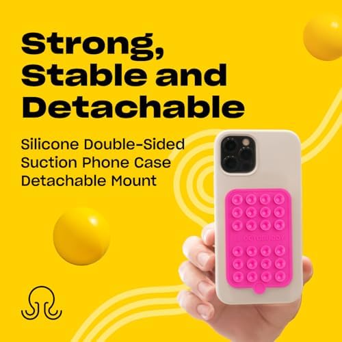 Effortless Creativity with the Hot Pink Double-Sided Suction Phone Holder – Versatile Detachable Mount for Hands-Free Selfies and Videos – Universal Compatibility for i Phone & Android Devices – Compact 2.5” x 3.75” Design for Ultimate Portability – Advanced Strong Grip Technology Ensures Steady Shots and Seamless Sharing