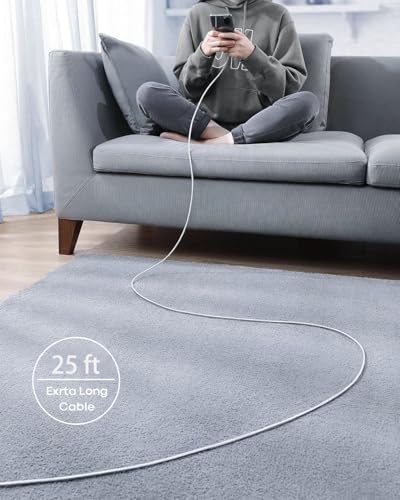 Long USB C Cable 20Ft, White Premium TPE USB A to Type C Cable Charger Cord Fast Charging for iPhone 16 15 Series Samsung Galaxy, Note, LG, Moto, Pixel and Other USB-C Device – Enhanced Compatibility and Speed