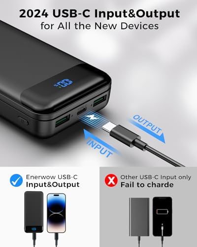 Ultra High-Capacity 40000 m Ah Portable Power Bank with PD 30 W & QC 4.0 Fast Charging – Versatile USB-C & USB-A Outputs, Dual Input Ports, Sleek Pink Design for i Phone 15, 14, 13 & More – Perfect for Travel and Daily Use