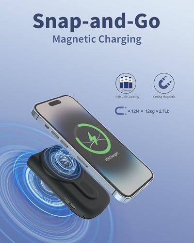 Compact 35 W Magnetic Wireless Power Bank for i Phone 16/15/14/13/12/Pro/Mini/Pro Max – 10,000 m Ah Portable Charger with Built-In Fast Charging Cable & USB-C Port – Ultimate Travel Companion for Rapid Power On-The-Go