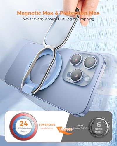 2025 SUPERONE Mag Safe Phone Ring Holder – Versatile Adjustable Magnetic Kickstand & Detachable Grip for i Phone 12-16 Series – Vibrant Purple for Enhanced Wireless Charging & Effortless Hands-Free Functionality – Transform Your Smartphone Use with Style and Practicality