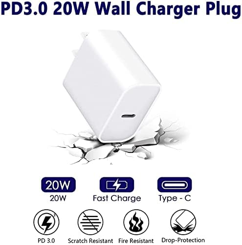 Rapid Charge i Phone Power Adapter – 20 W USB-C Wall Charger with 6 FT Lightning Cable, Optimized for i Phone 14 Pro Max/13 Mini/12/11/XS/Max/XR/X/8 Plus/SE and i Pad – Unmatched Speed and Versatility for On-the-Go Charging Solutions