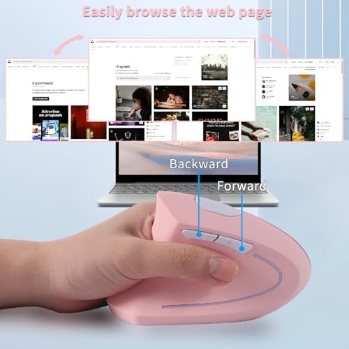 Ergonomic Left-Handed Wireless Mouse – Sleek Pink 2.4 GHz Vertical Design with Customizable DPI, Quiet Click, and 6 Buttons for Enhanced Comfort and Productivity on Laptops and Desktops