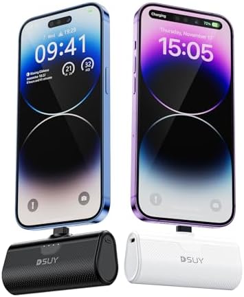 5000 m Ah Dual Pack Portable i Phone Charger with Built-in MFi Certified Cable – Compact Power Bank for i Phone 14/13/12/11 Pro Max – Lightweight Fast Charging Solution for On-the-Go Users (Black) – Reliable Power Backup for Active Lifestyles