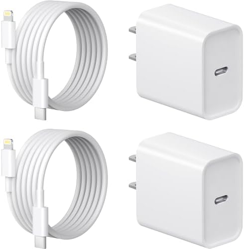 i Phone Fast Charger Dual Pack with 6 FT USB-C Charging Cable – PD 3.0 Quick Charge Wall Adapter for i Phone 14/13/12/11/X/8/7/6 & i Pad Pro/Mini/Air Pods – Ultimate Charging Efficiency & Enhanced Compatibility