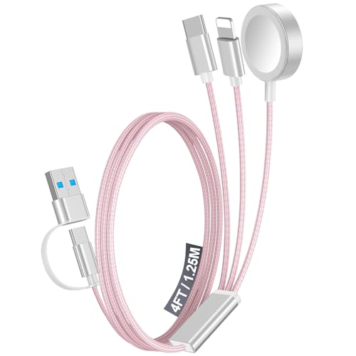 Ultimate 2-Pack Fast Charging Cable Set: Versatile USB A/Type C/Lightning Cables for Quick Charging of Apple Watch & i Phone, 4 FT Length for Seamless Travel Compatibility with i Phone 11-16, i Pad, Apple Watch Ultra & SE, Durable Multi-Device Solution for Enhanced Power Efficiency and Convenience
